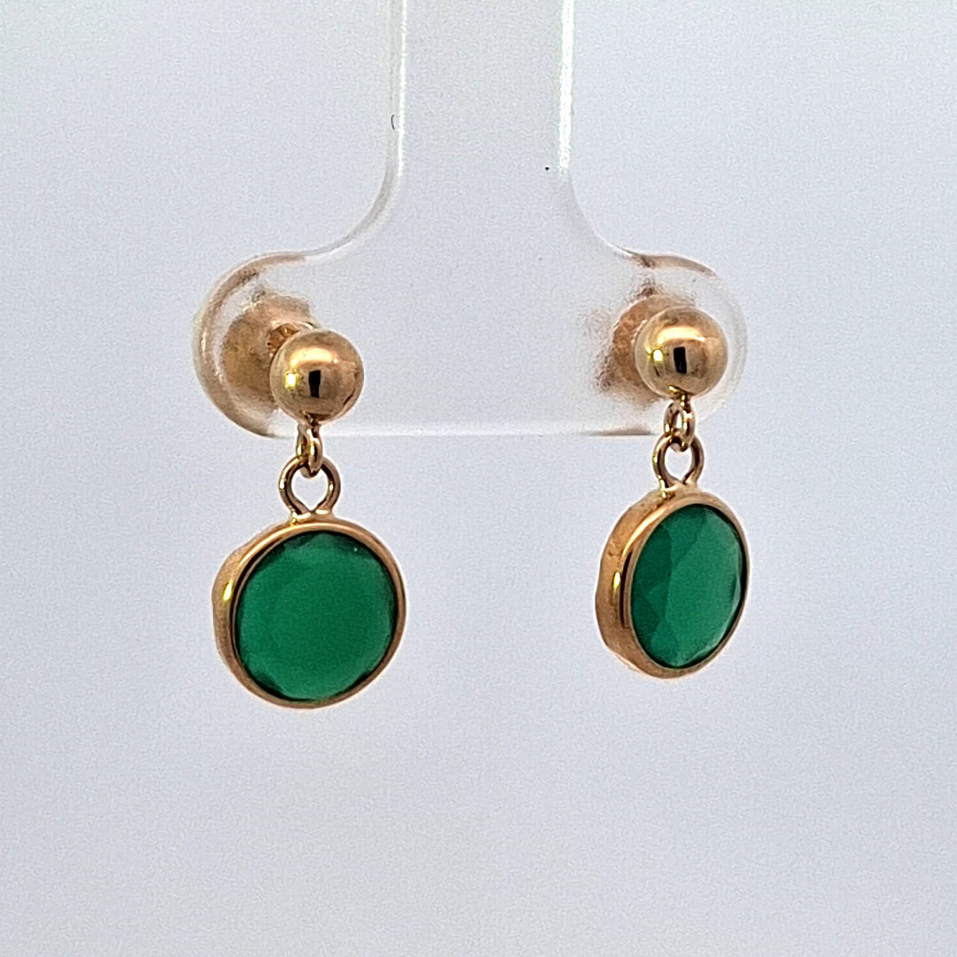 Gold Green drop earrings 38528