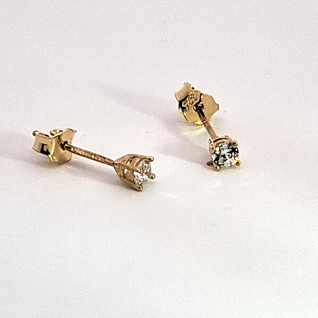 gold small CZ stud earrings 38526