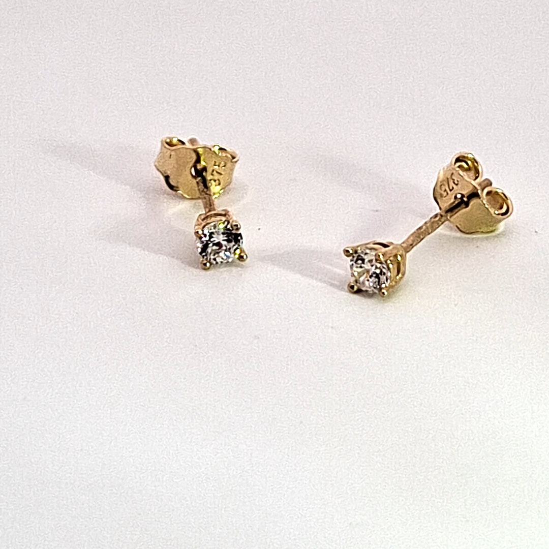 gold small CZ stud earrings 38526