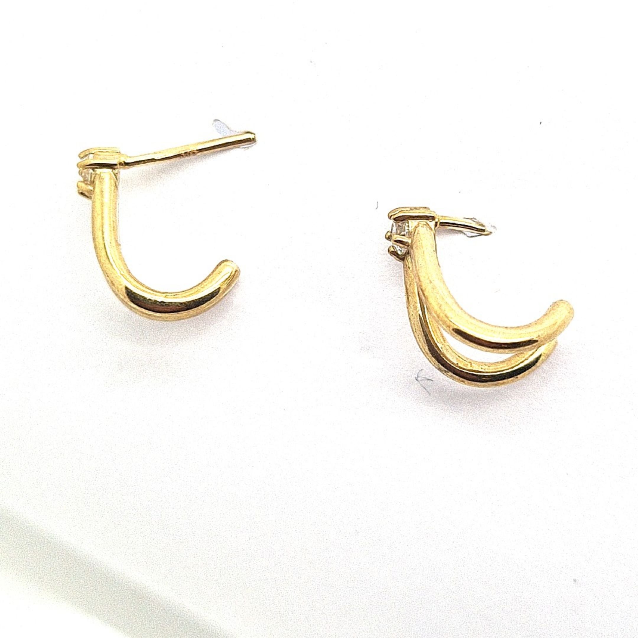 9ct gold CZ set wishbone earrings 35678 - Armin Lowe Jewellers