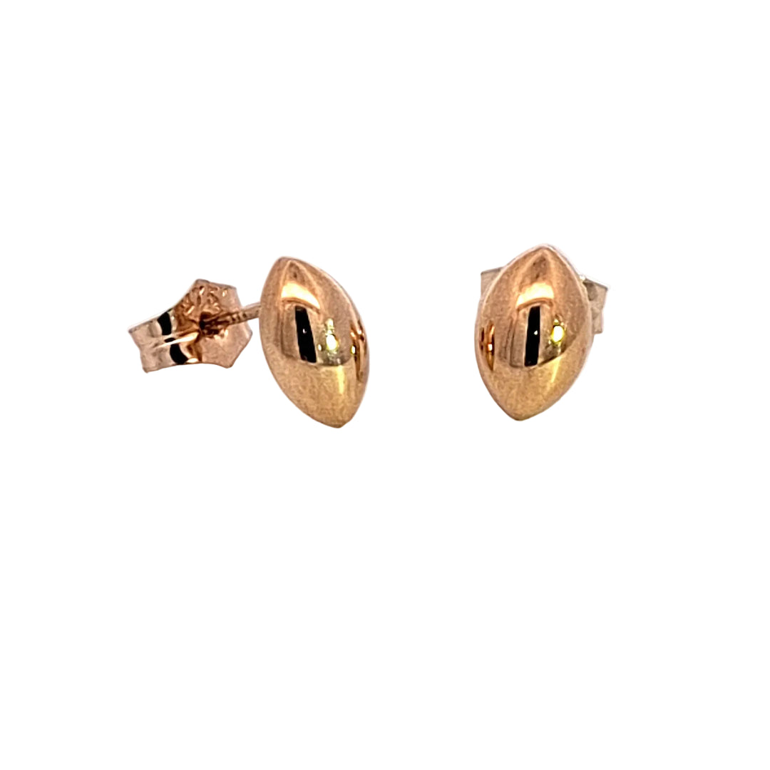 9ct Gold oval domed stud earrings