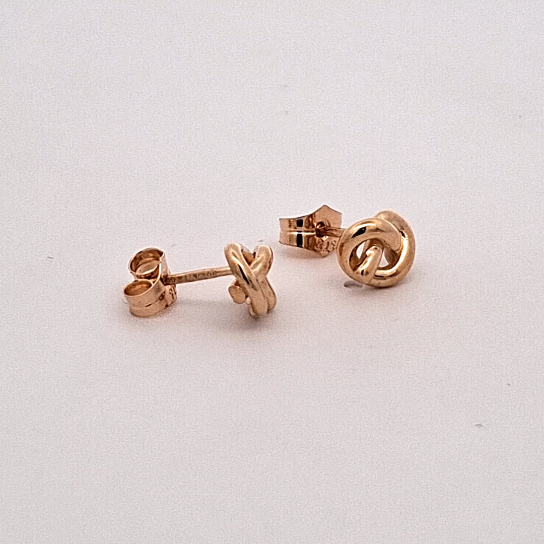 Gold Love knot stud earrings 38520