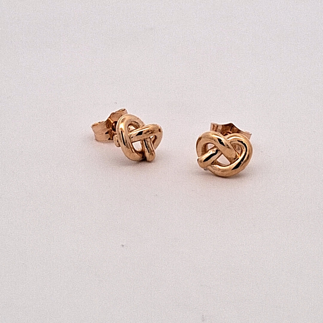 Gold Love knot stud earrings 38520