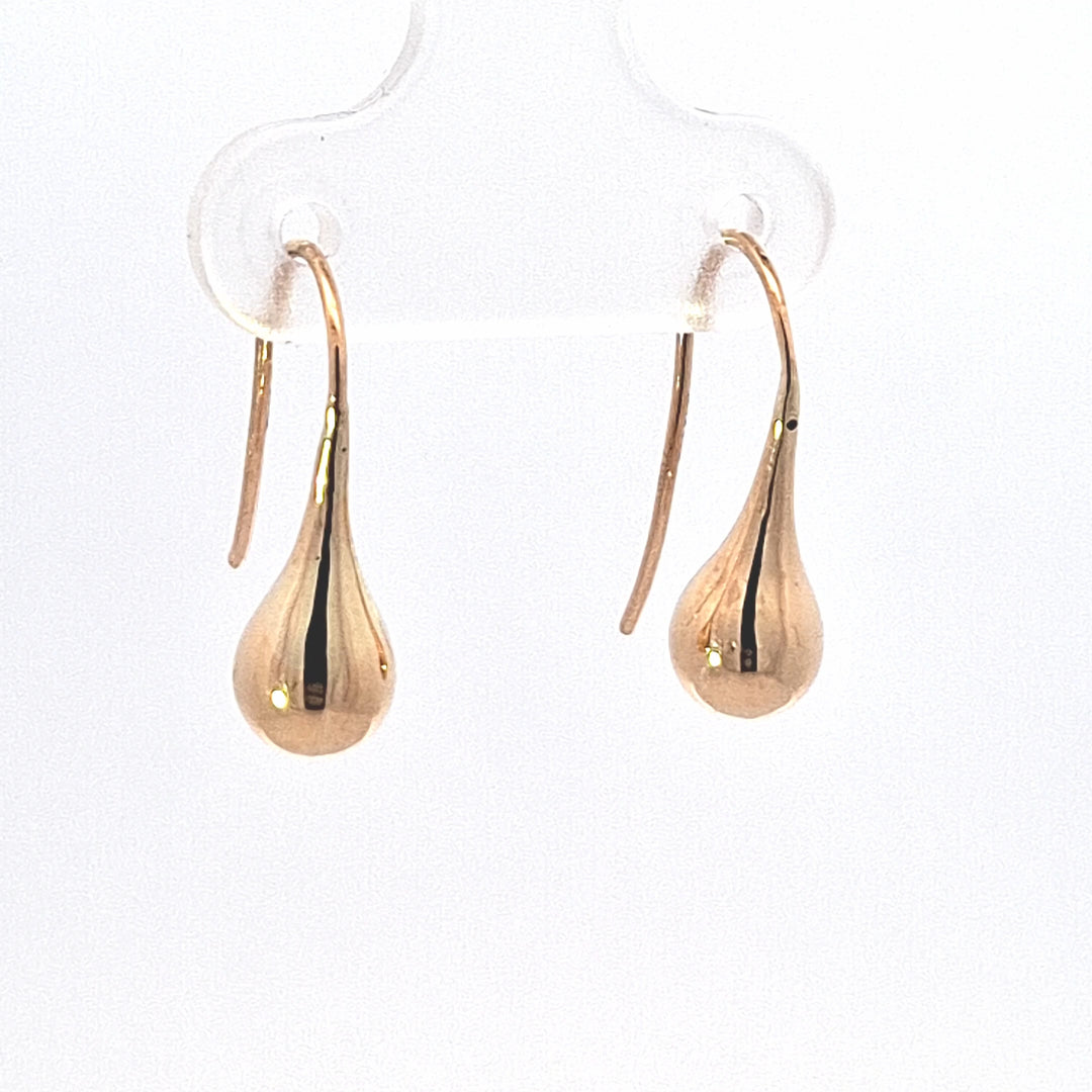 9ct gold drop boule earring 38519