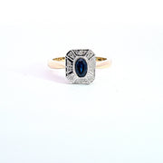 Gold Diamond & Kanshan Sapphire Art deco style ring 37029