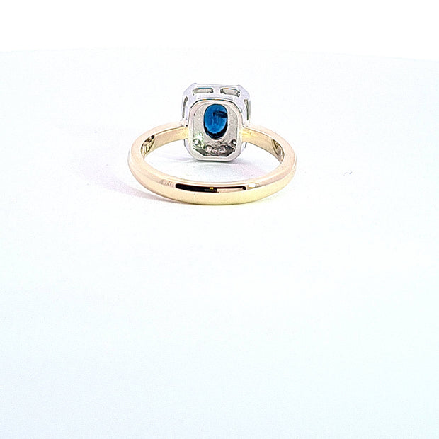 Gold Diamond & Kanshan Sapphire Art deco style ring 37029