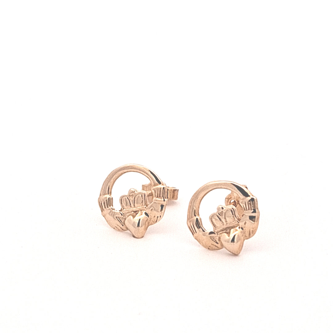 Gold Claddagh stud earrings 38767