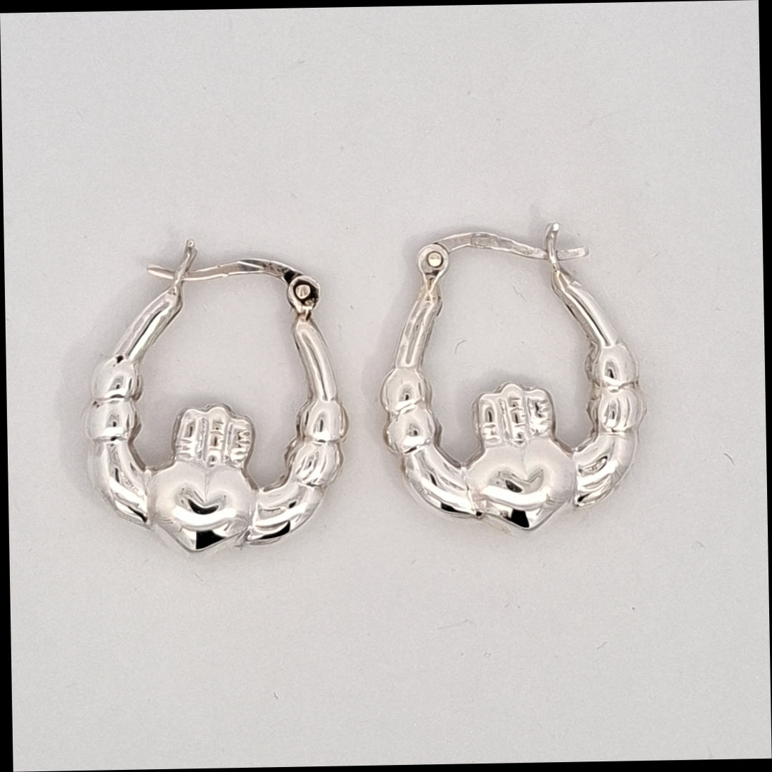 Medium Claddagh hoop earrings 38094