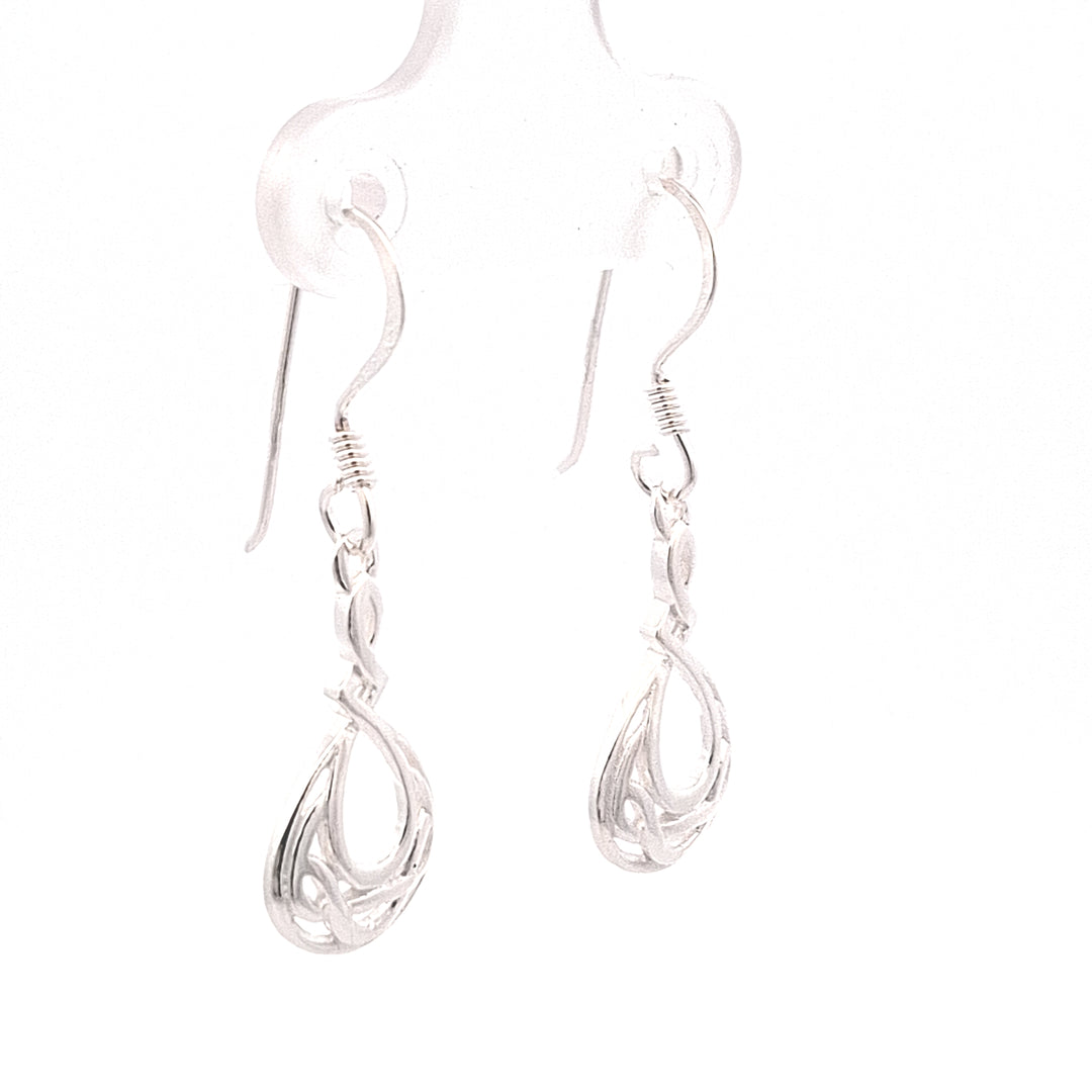 Silver Celtic open work drop earrings 38745