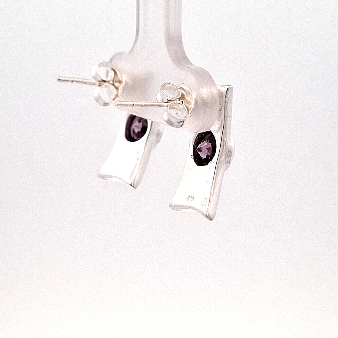 Silver Celtic Amethyst set stud earrings 38741
