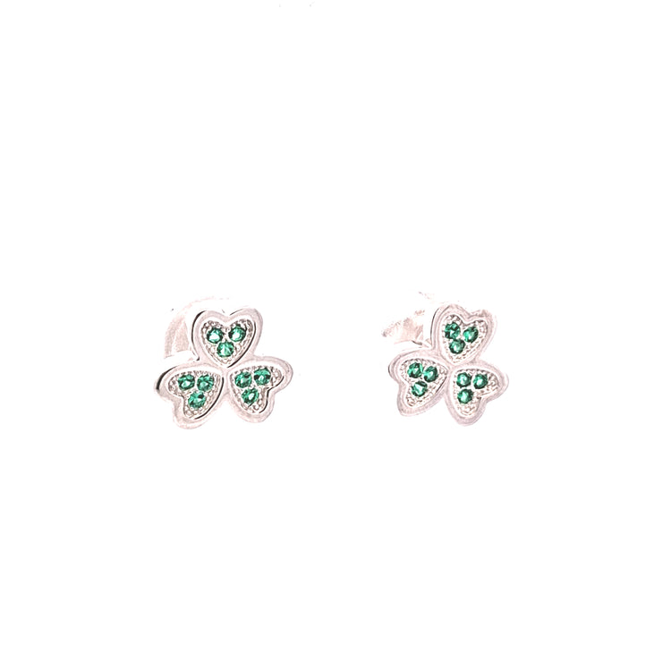 Silver Shanmrock stud earrings