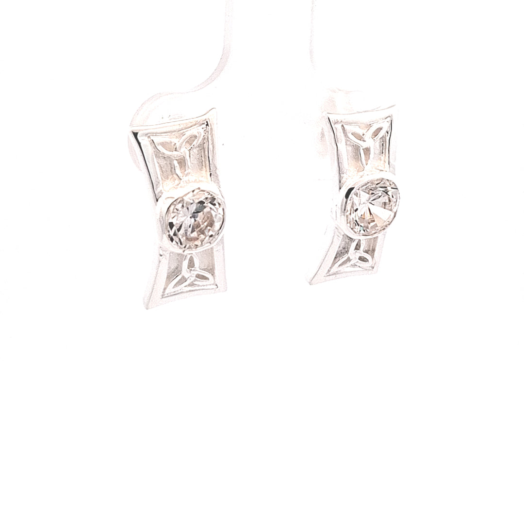 Silver Celtic CZ set stud earrings 38743