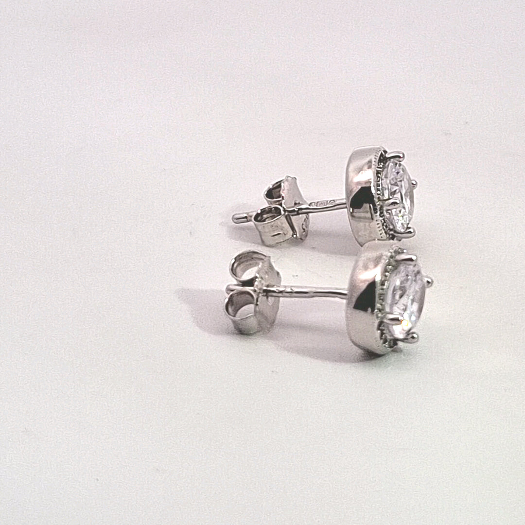 Cubic Zirconia fancy round stud earring 38042