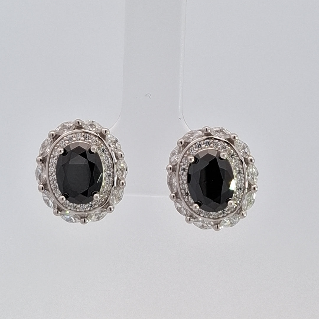 Large Black CZ fancy stud earrings 38041