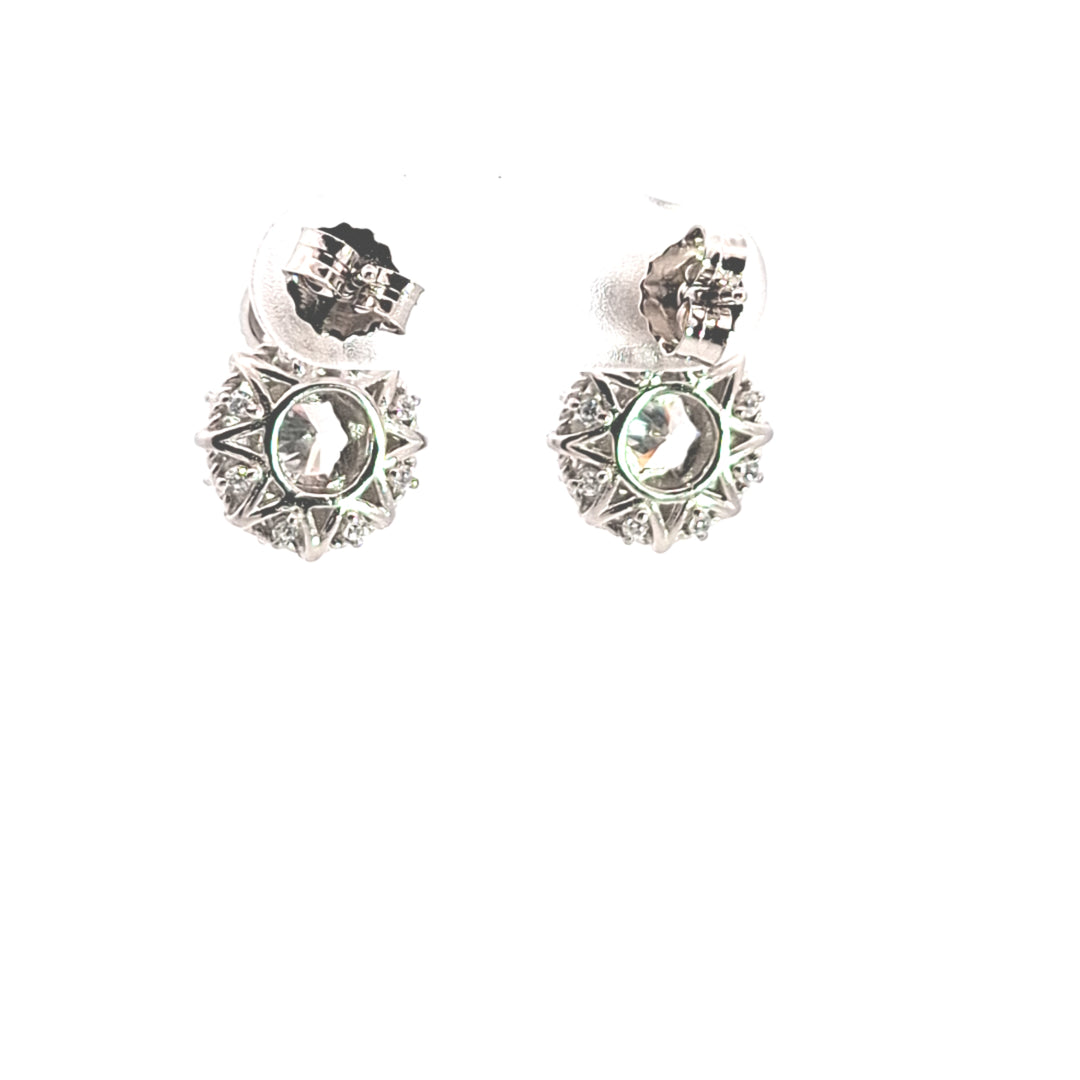 Geometrical drop CZ earrings 38012