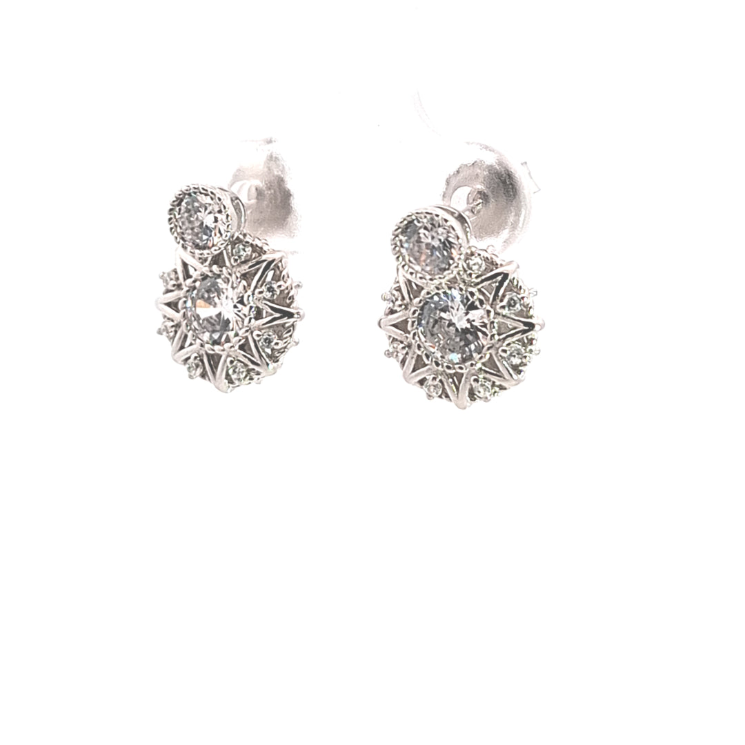 Geometrical drop CZ earrings 38012