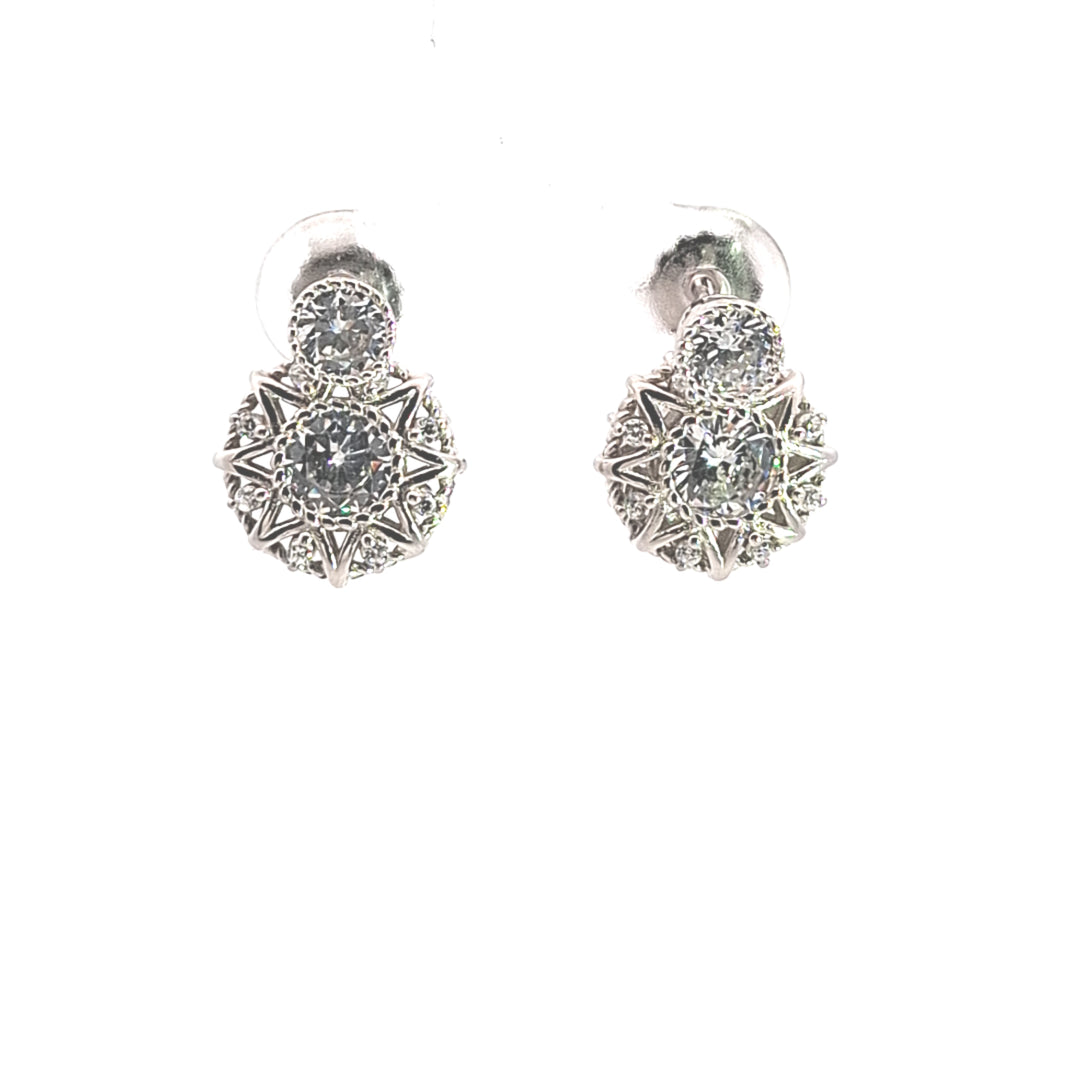 Geometrical drop CZ earrings 38012