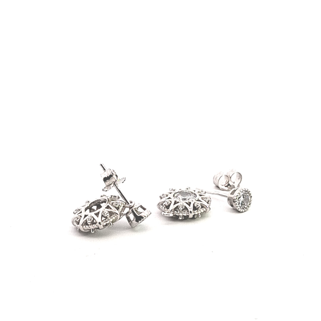 Geometrical drop CZ earrings 38012