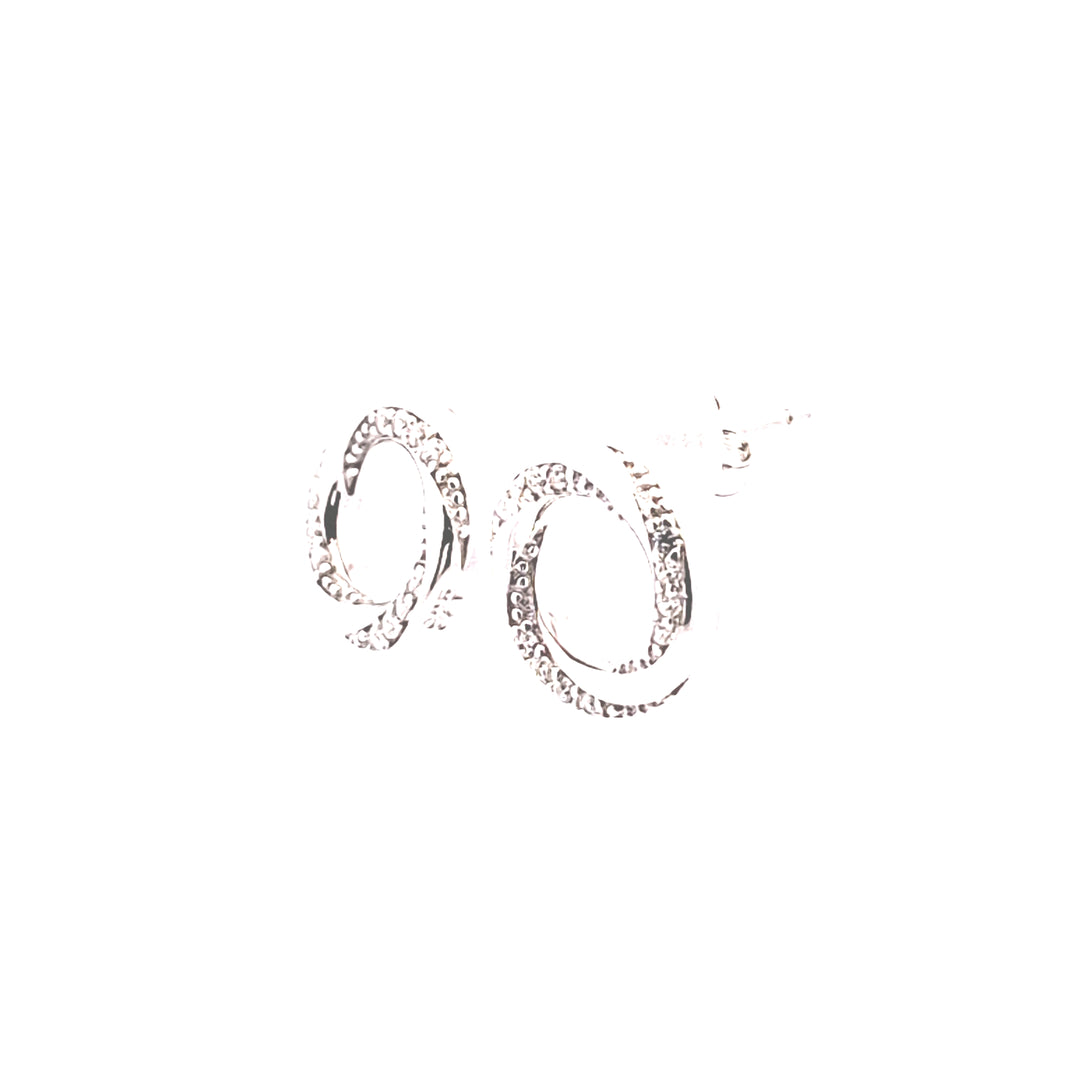 Sterling silver CZ entwined circles stud earrings 34728