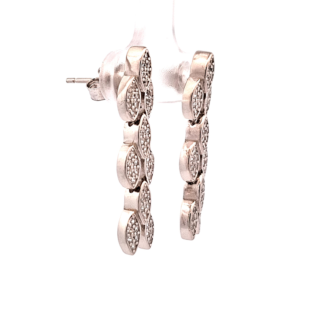 Silver marquise drop earrings 38739