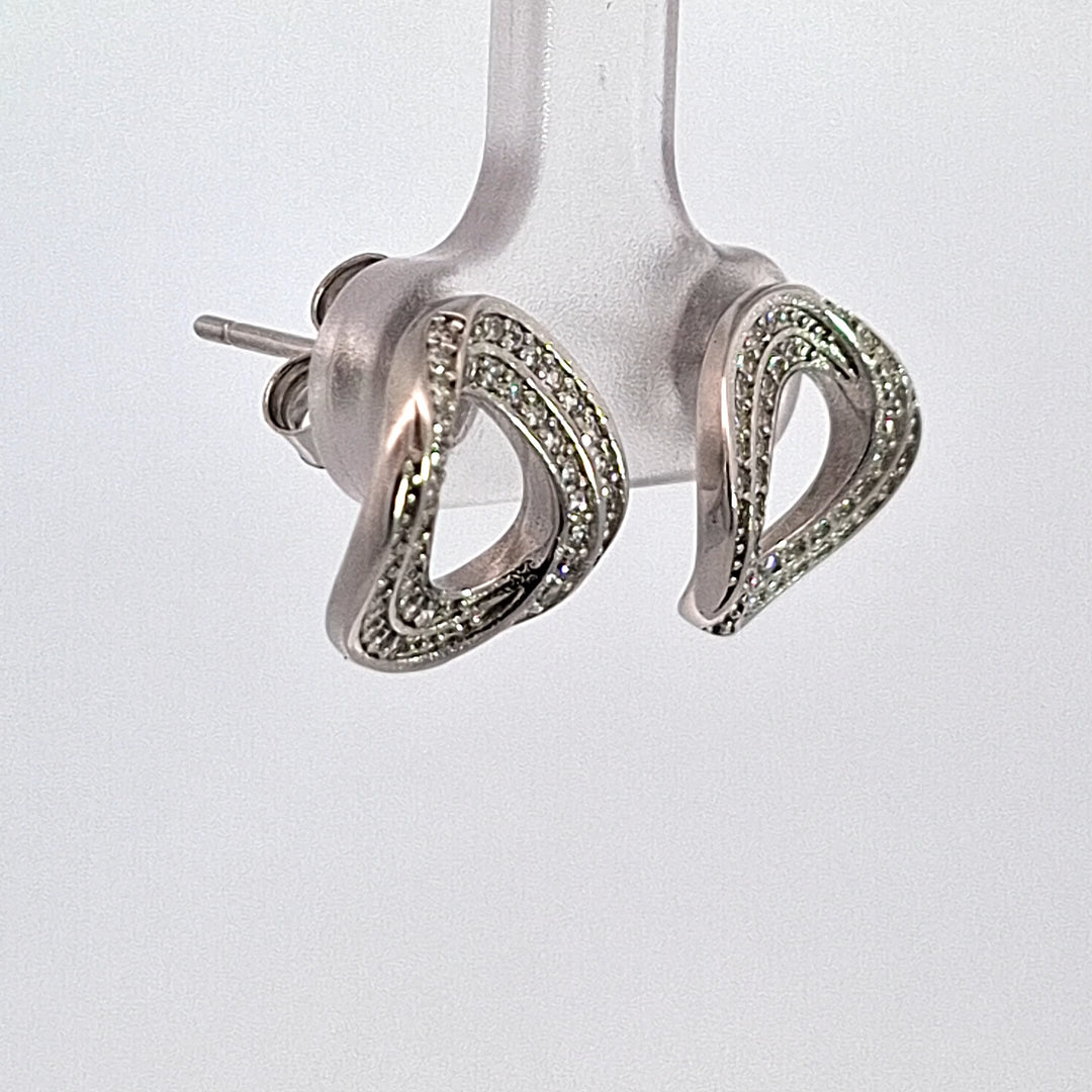 Silver organic CZ earrings 38699