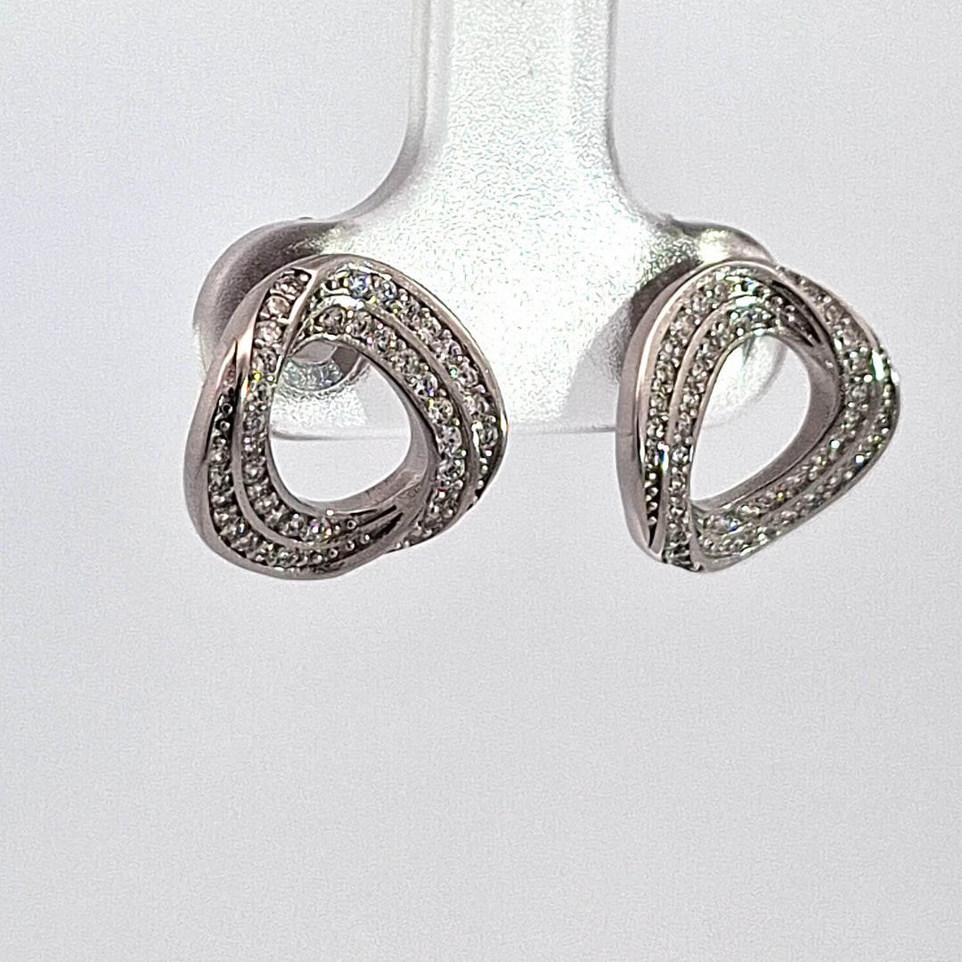 Silver organic CZ earrings 38699