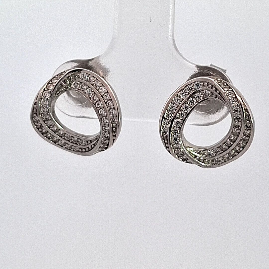 Silver organic CZ earrings 38699