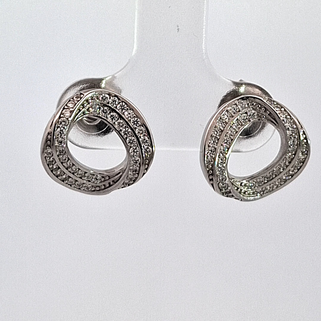 Silver organic CZ earrings 38699