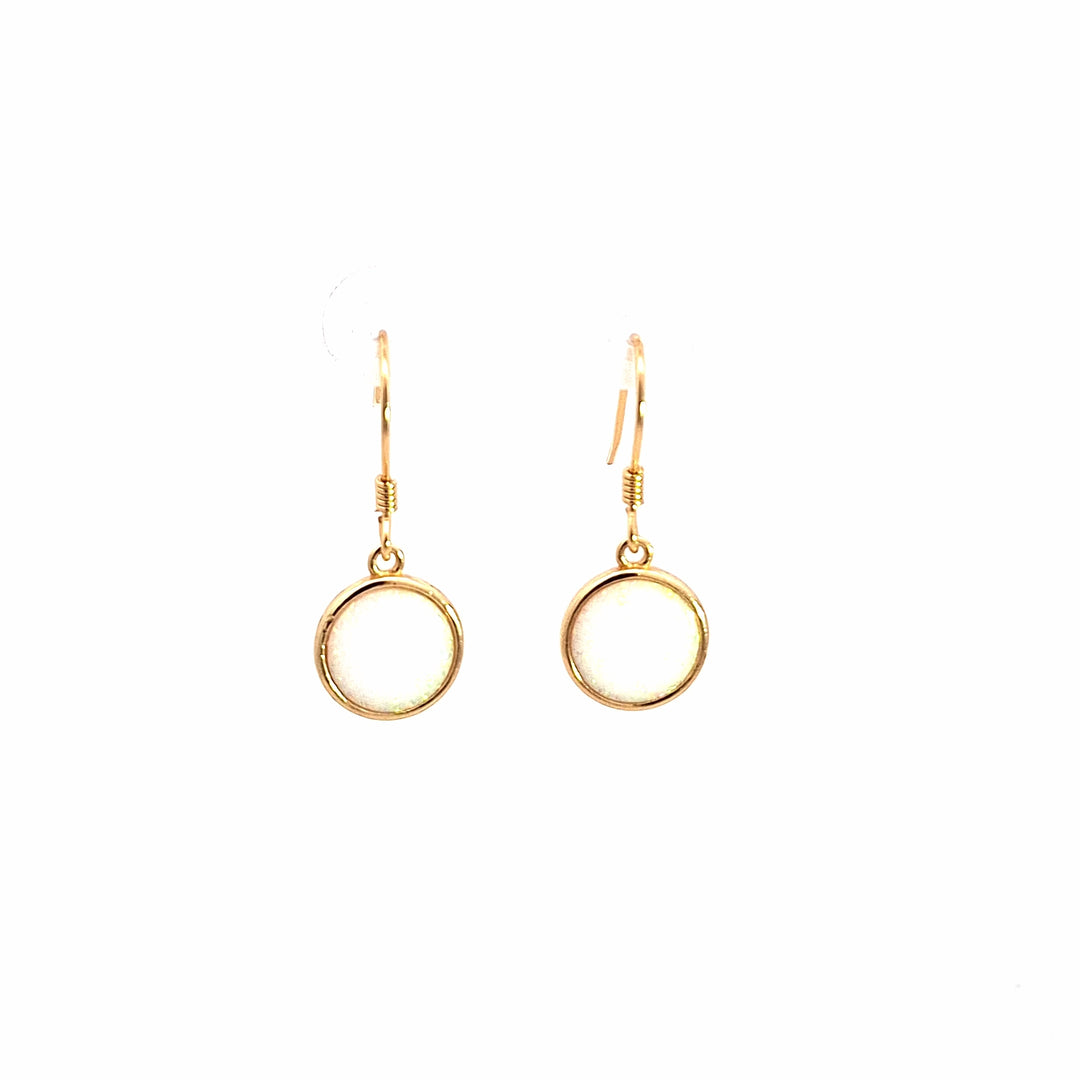 Gold toned silver drop created Opal earrings 38934