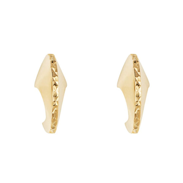 Diamond Cut Arc Stud Earrings In Yellow Gold 36796