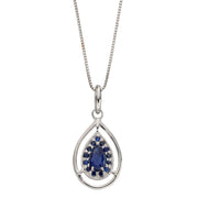 Cut Out Teardrop Pendant With Sapphire In White Gold 36804