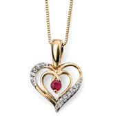 Diamond And Ruby Heart Pendant In Yellow Gold 36808