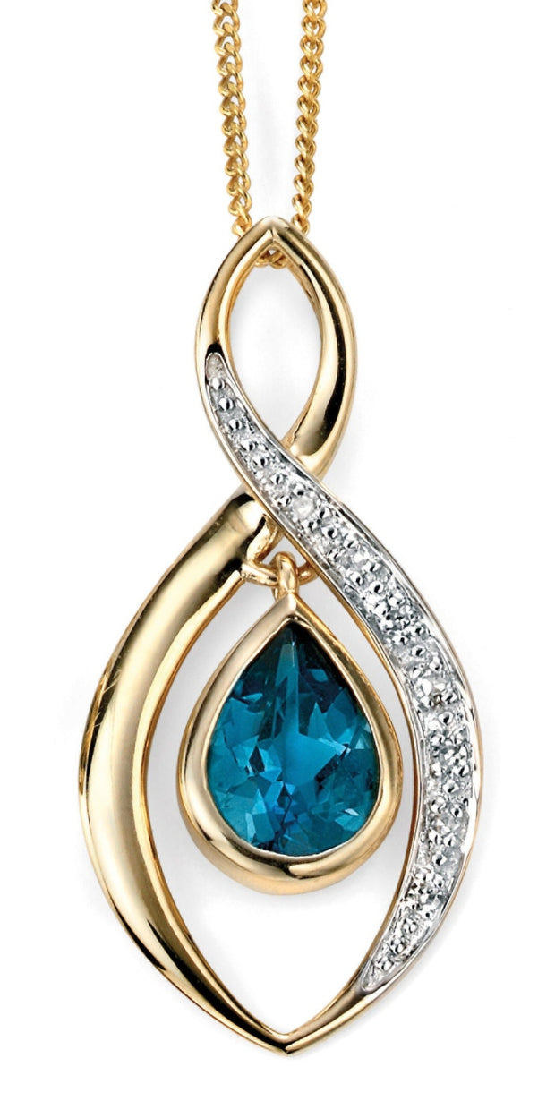 Stunning Blue topaz & Diamond pendant 36809