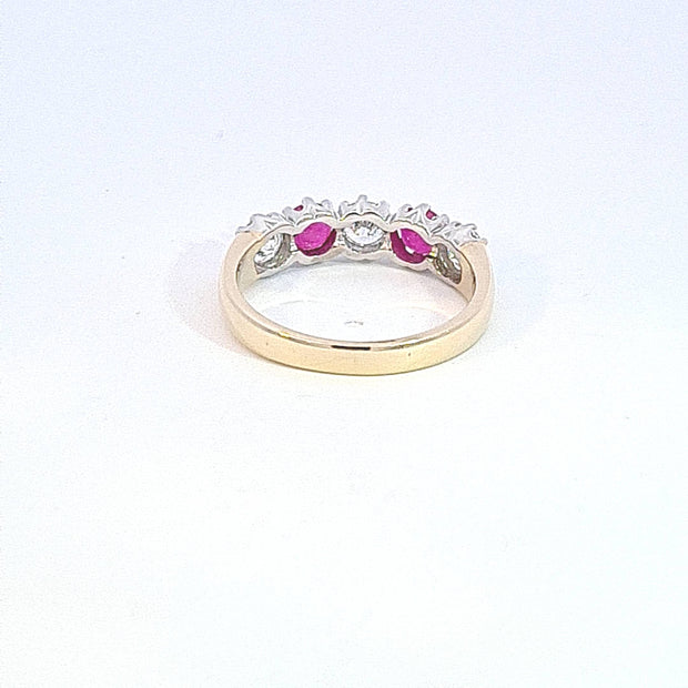 Gold Eternity ring set with Ruby & CZ 37035