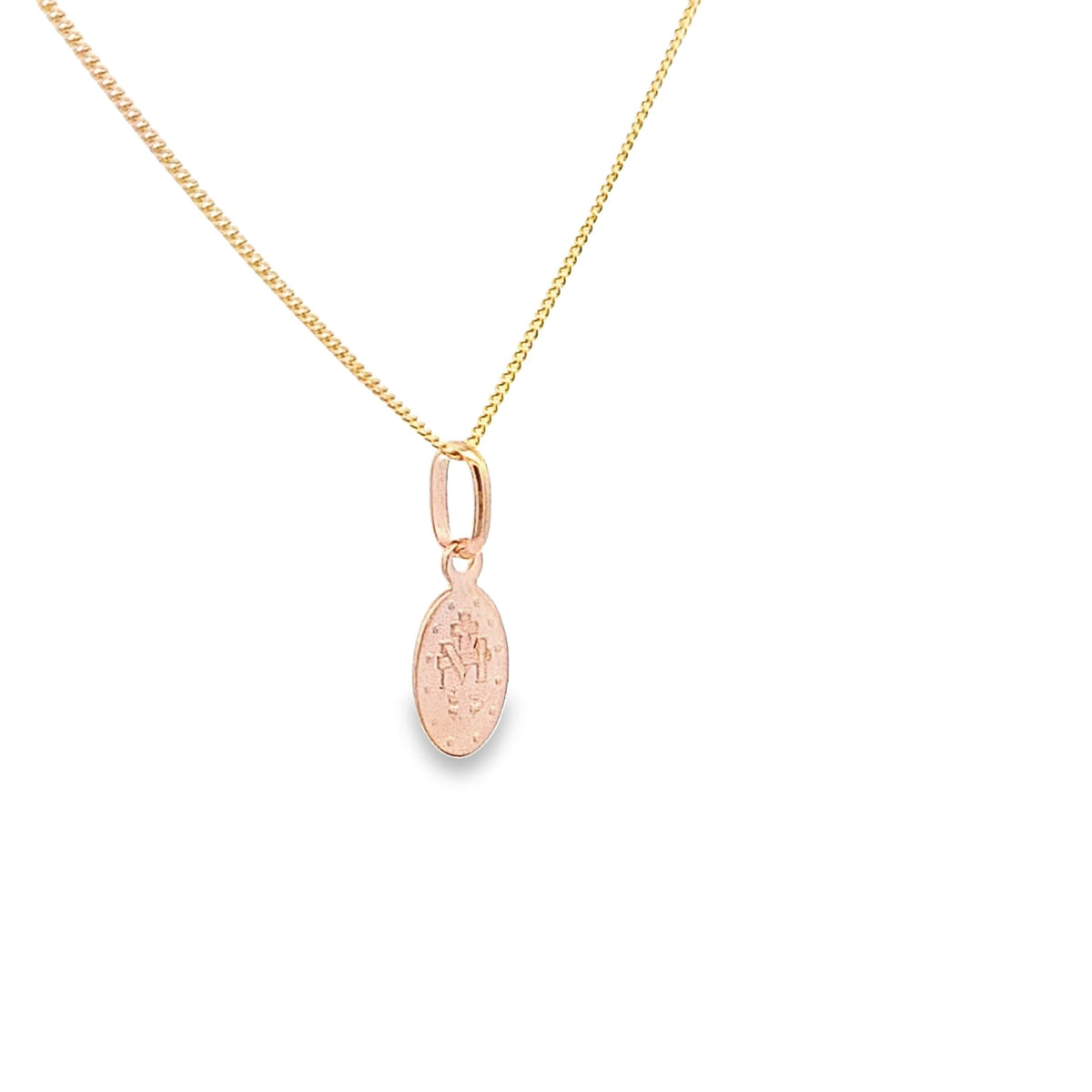 Gold 8mm mini Miraculous medal 37078 - Armin Lowe Jewellers