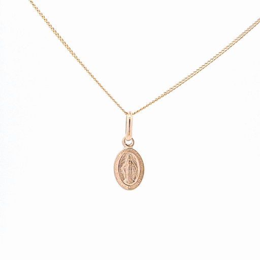 Gold 8mm mini Miraculous medal 37078 - Armin Lowe Jewellers
