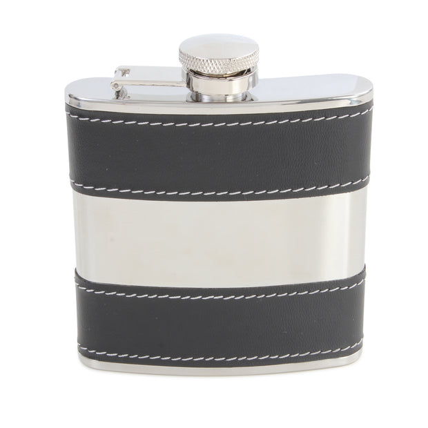 Hip flask with black leather 31977
