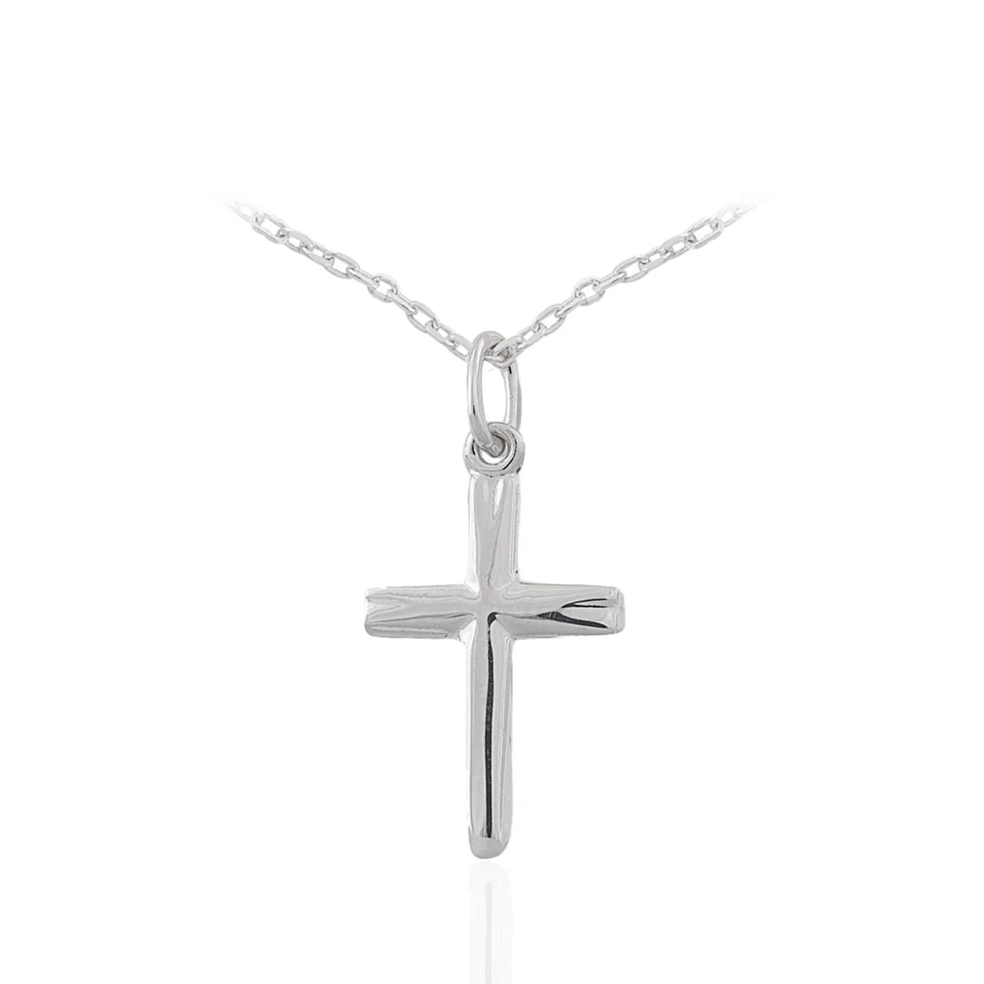 Polished silver fancy edge cross 38449