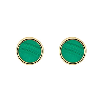Gold Malachite set stud earrings 36405