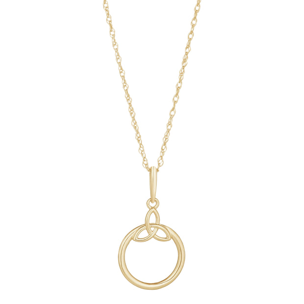 Gold Trinity knot+ circle pendant 36411