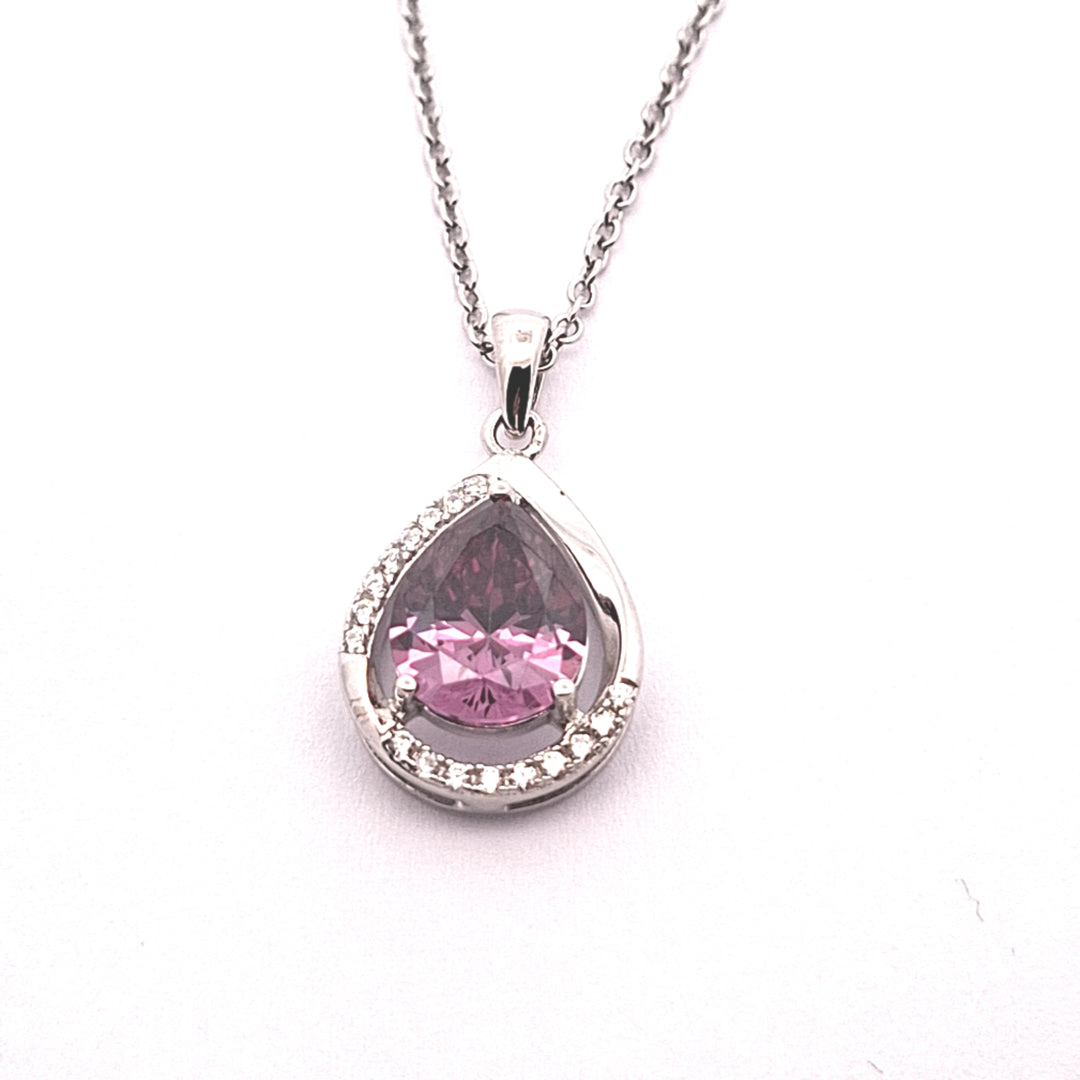 Amethyst Purple Pear drop CZ pendant 38365