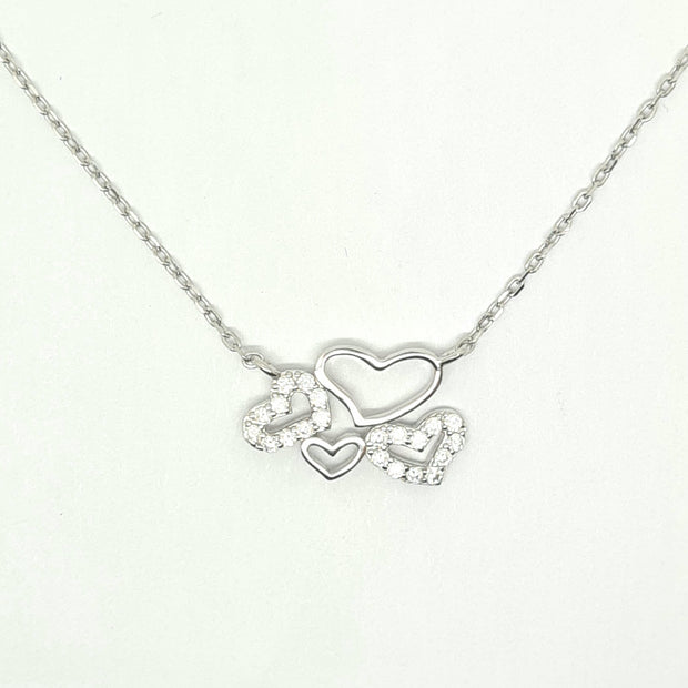 Trendy petite hearts pendant in Sterling silver 34686