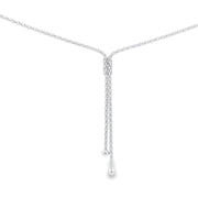 Sterling silver Lariat style CZ necklace 36915