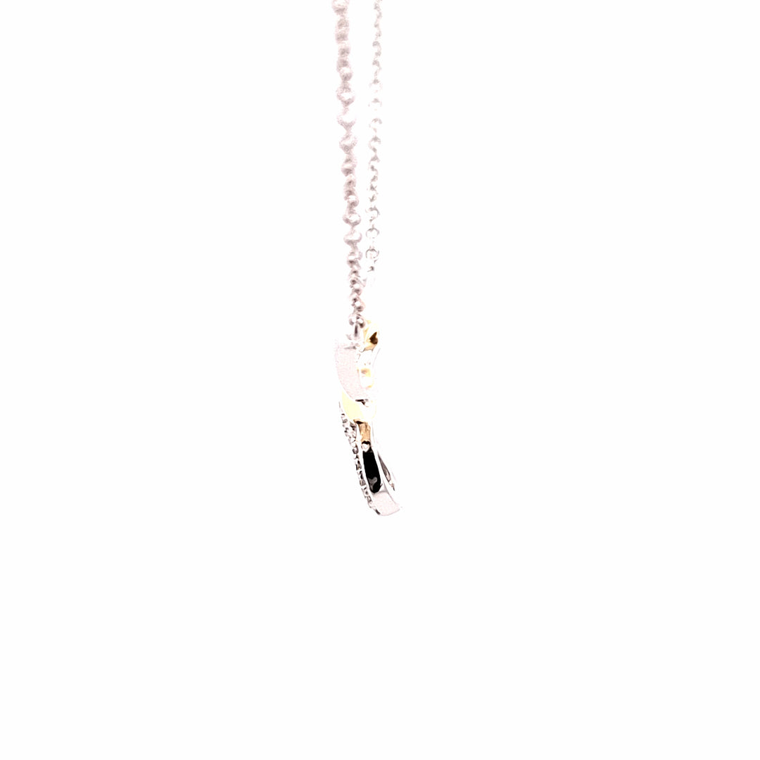 Two tone open work CZ Pear bar necklace 38375