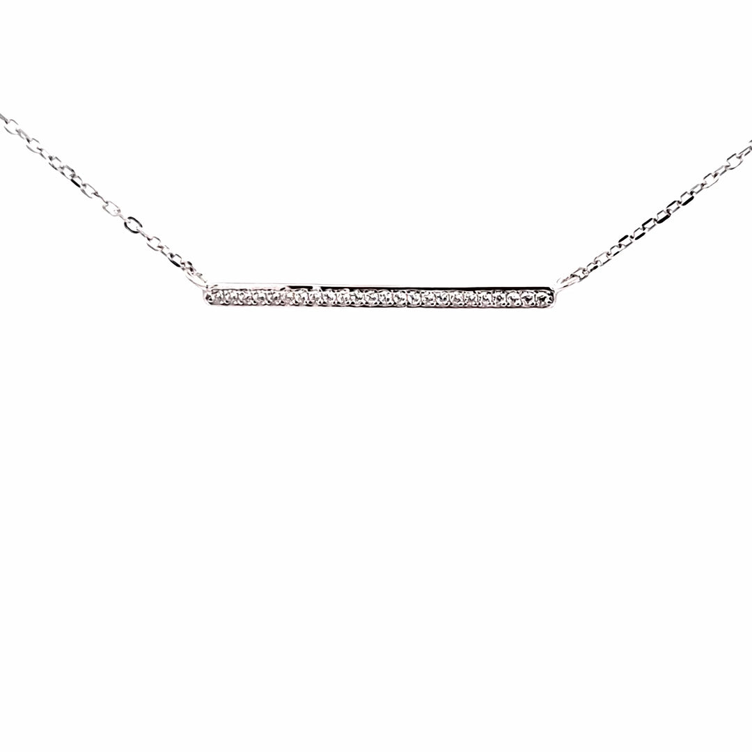 Petite horizontal CZ set bar necklace 38370