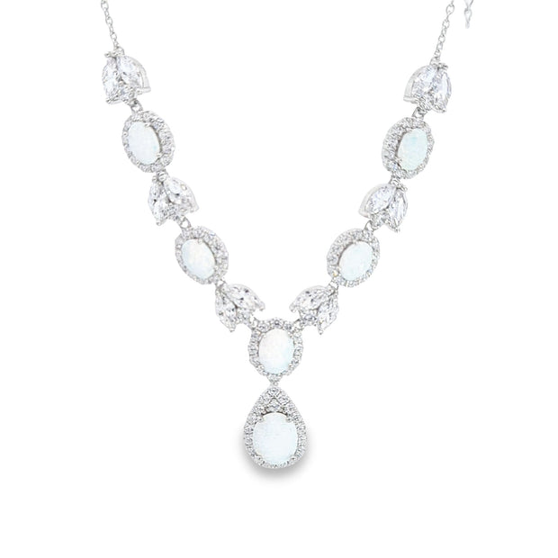 Sterling silver created Opal necklace 33611