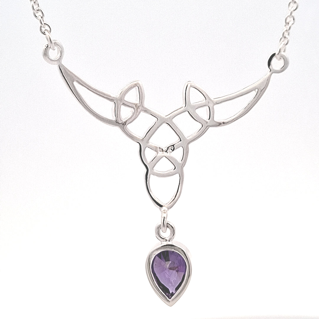 Amethyst Purple silver Celtic pendant 38756