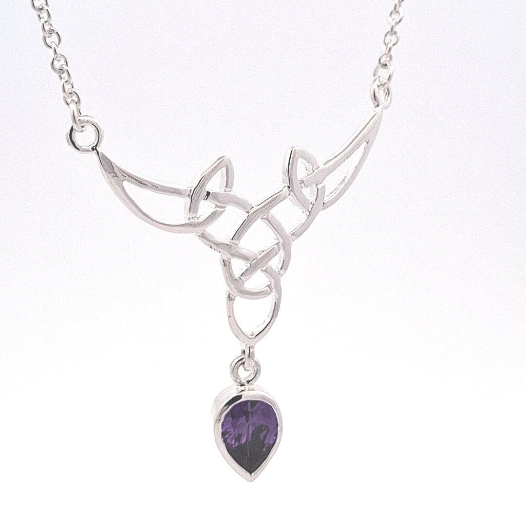 Amethyst Purple silver Celtic pendant 38756