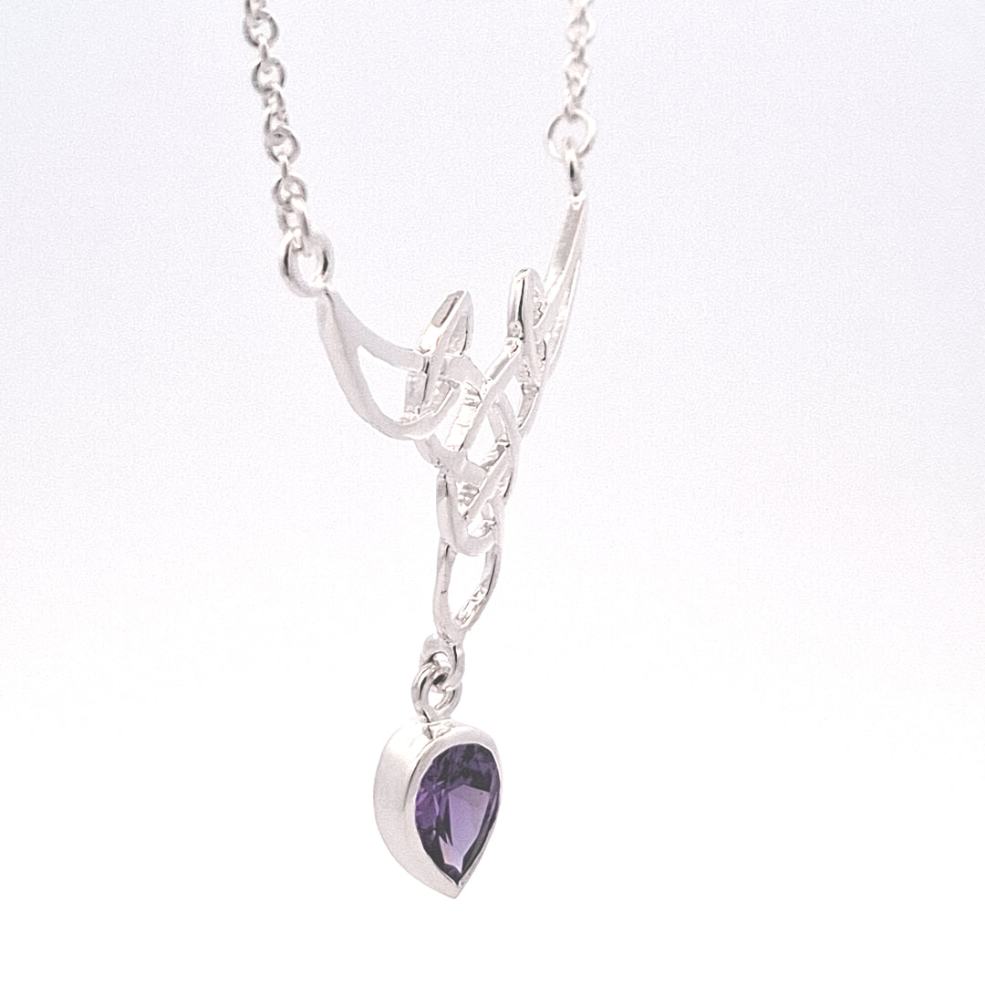 Amethyst Purple silver Celtic pendant 38756