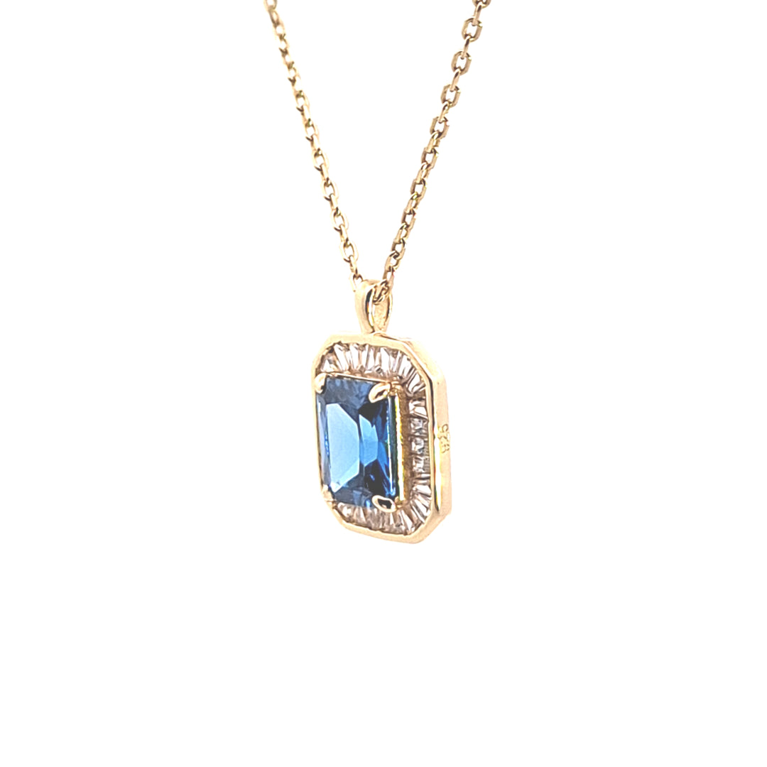 Blue Aqua CZ Octagonal fancy pendant 38081